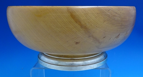 Nut bowl / Salad Bowl w/ pecan wood, sterling base #1212 9 3/4